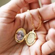 Birth Flower Locket Necklace with Model